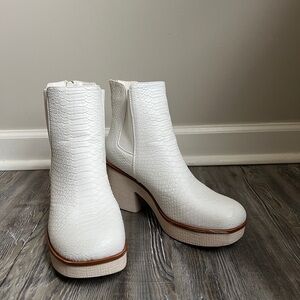 White Textured Ankle Boots